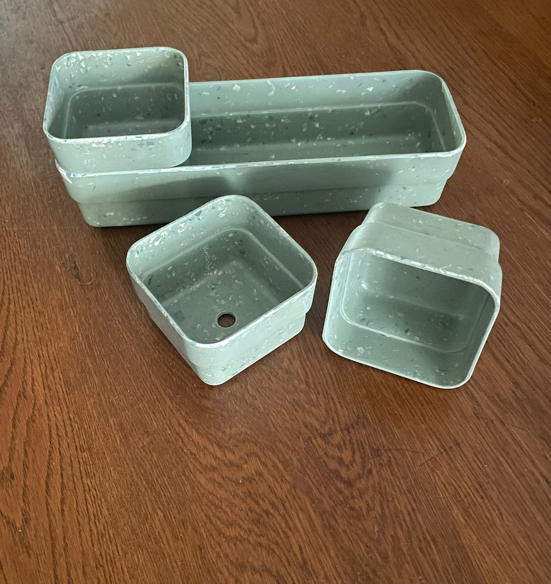 Earthy Recycled Bamboo Fibre Green Trio Windowsill Pots