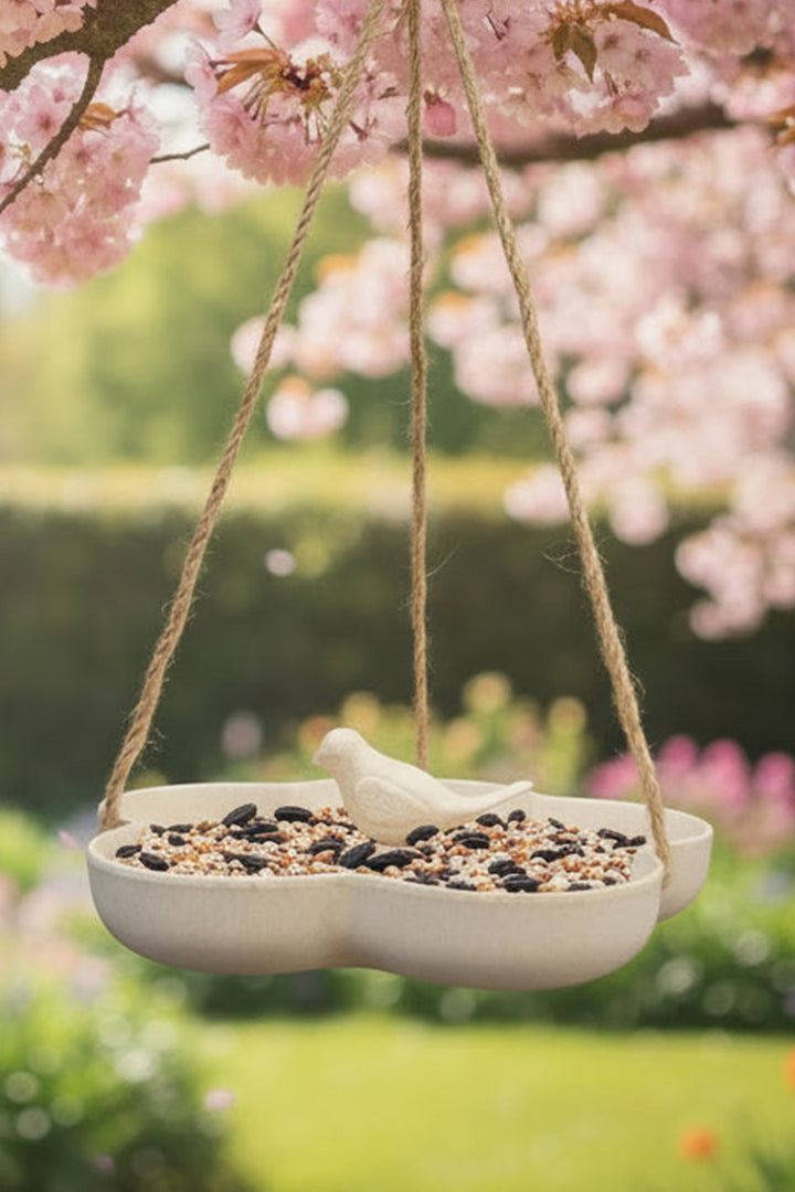 Earthy Natural Bamboo Hanging Bird Bath Feeder