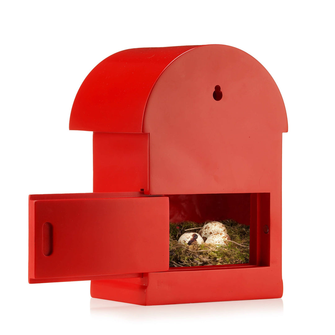 Red Post Box Bird House For Small Garden Birds
