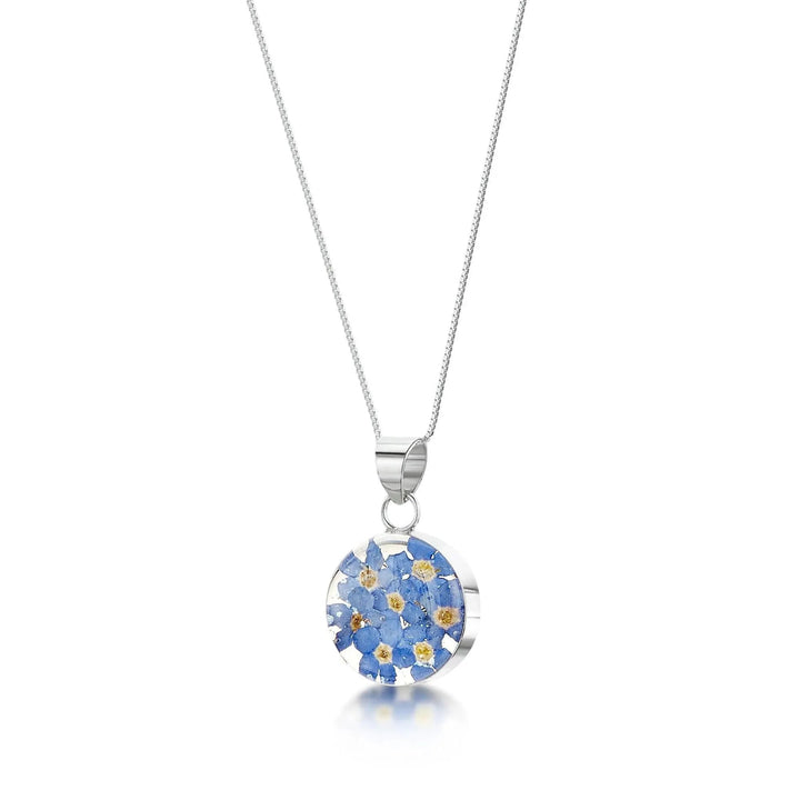 Shrieking Violet® Forget-Me-Not Flowers Round Pendant Necklace