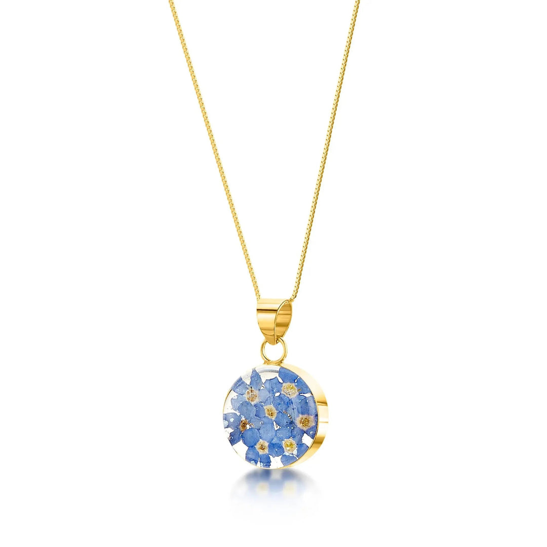 Shrieking Violet® Forget-Me-Not Flowers Round Pendant Necklace