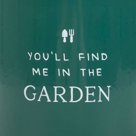 'Find Me In The Garden' Green Enamel Mug