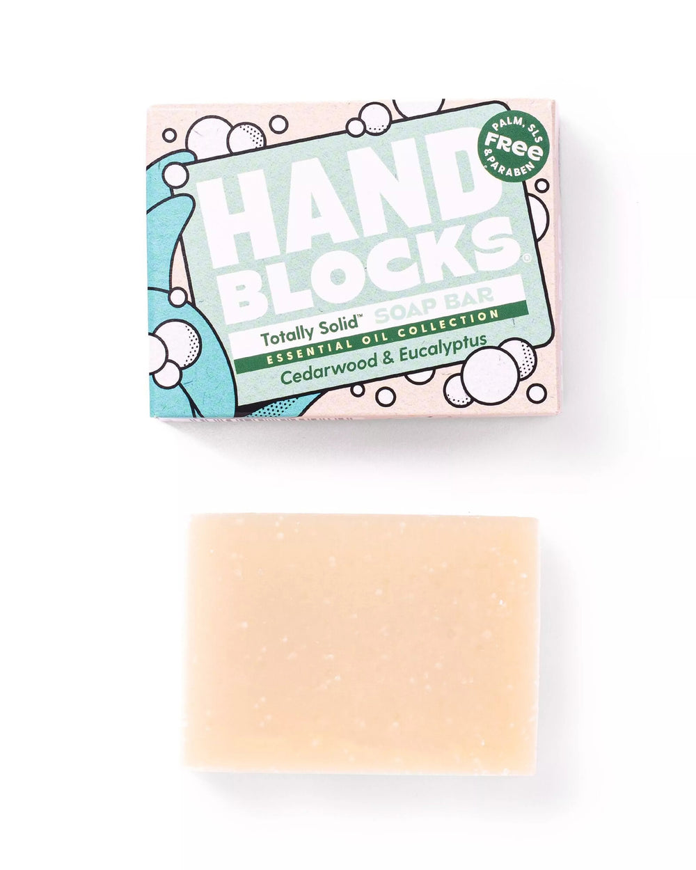 Hand Block soap with packaging on a white background