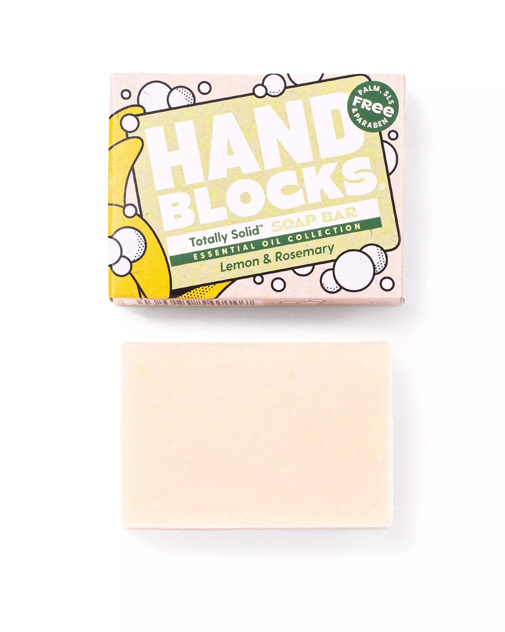 Hand Blocks soap bar with packaging on a white background