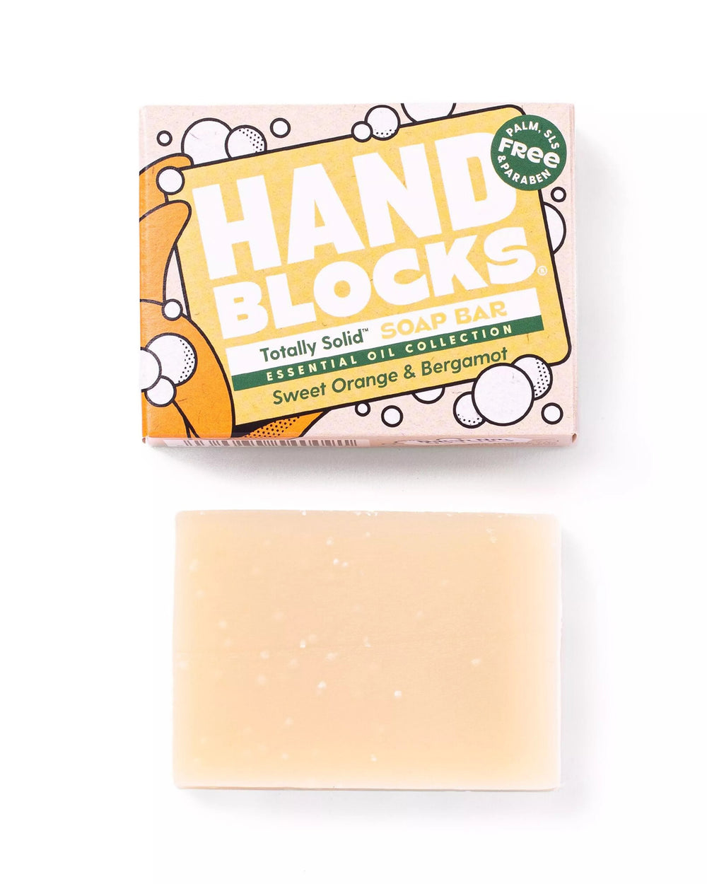Hand Blocks soap bar with packaging on a white background