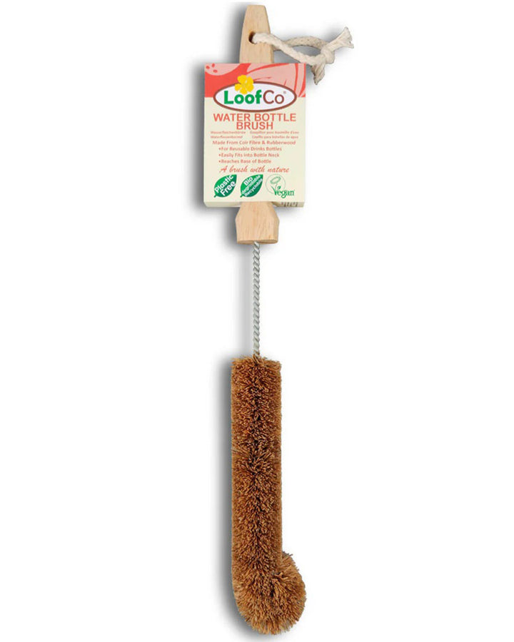LoofCo water bottle brush with packaging on a white background