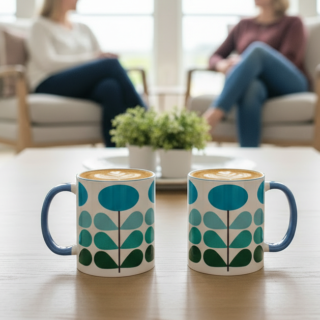 Mod Lounge Blue Flower Mug