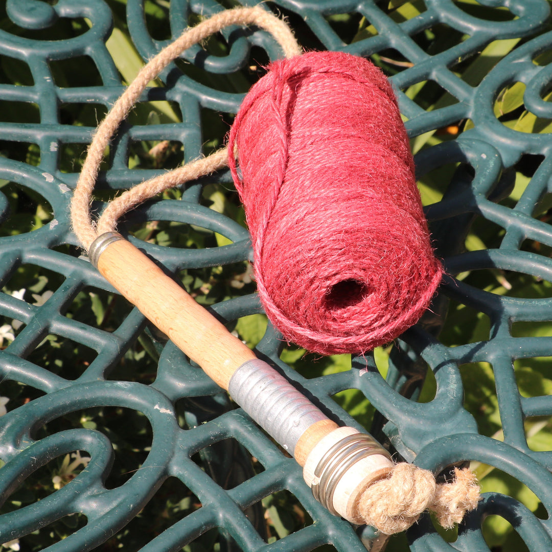 Nutscene Jute Twine Spool On Hanging Recycled Lancashire Mill Bobbin - Red 110m