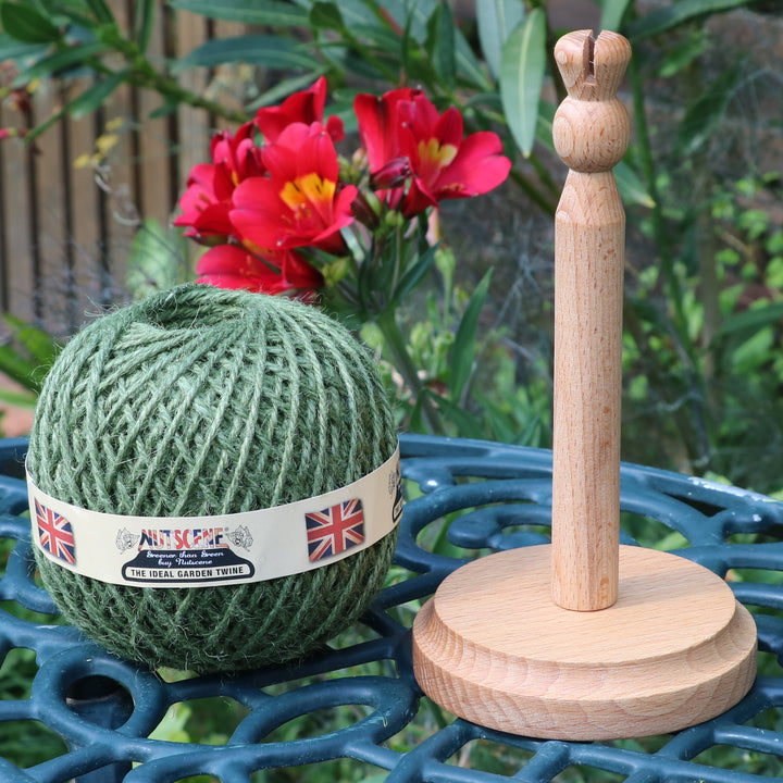 Nutscene Wooden Twine Holder With Cutter And Jute Twine - Green 130m