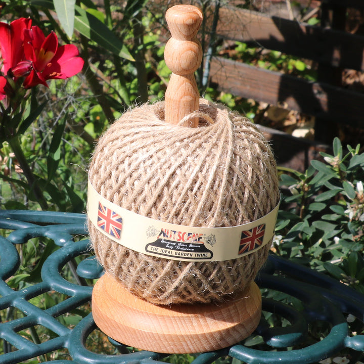 Nutscene Wooden Twine Holder With Cutter And Jute Twine - Natural 130m