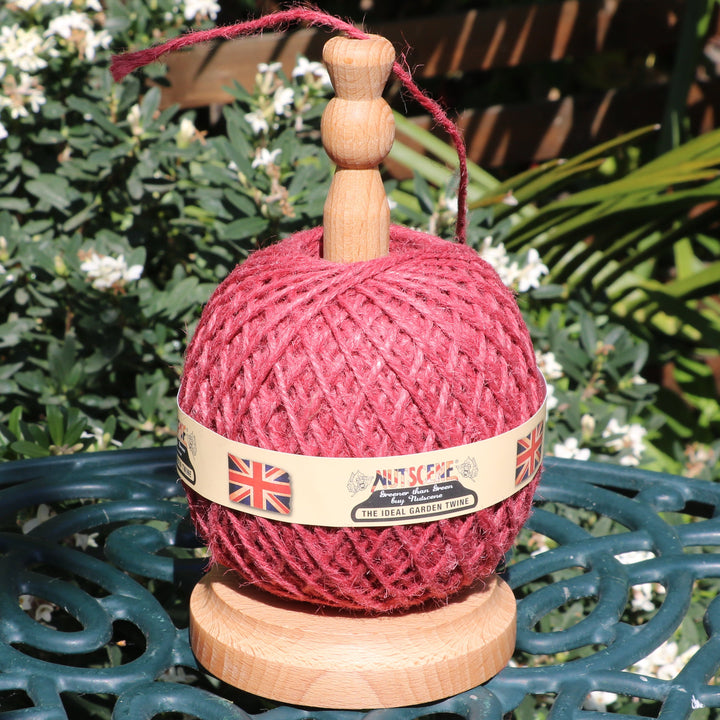 Nutscene Wooden Twine Holder With Cutter And Jute Twine - Red 130m