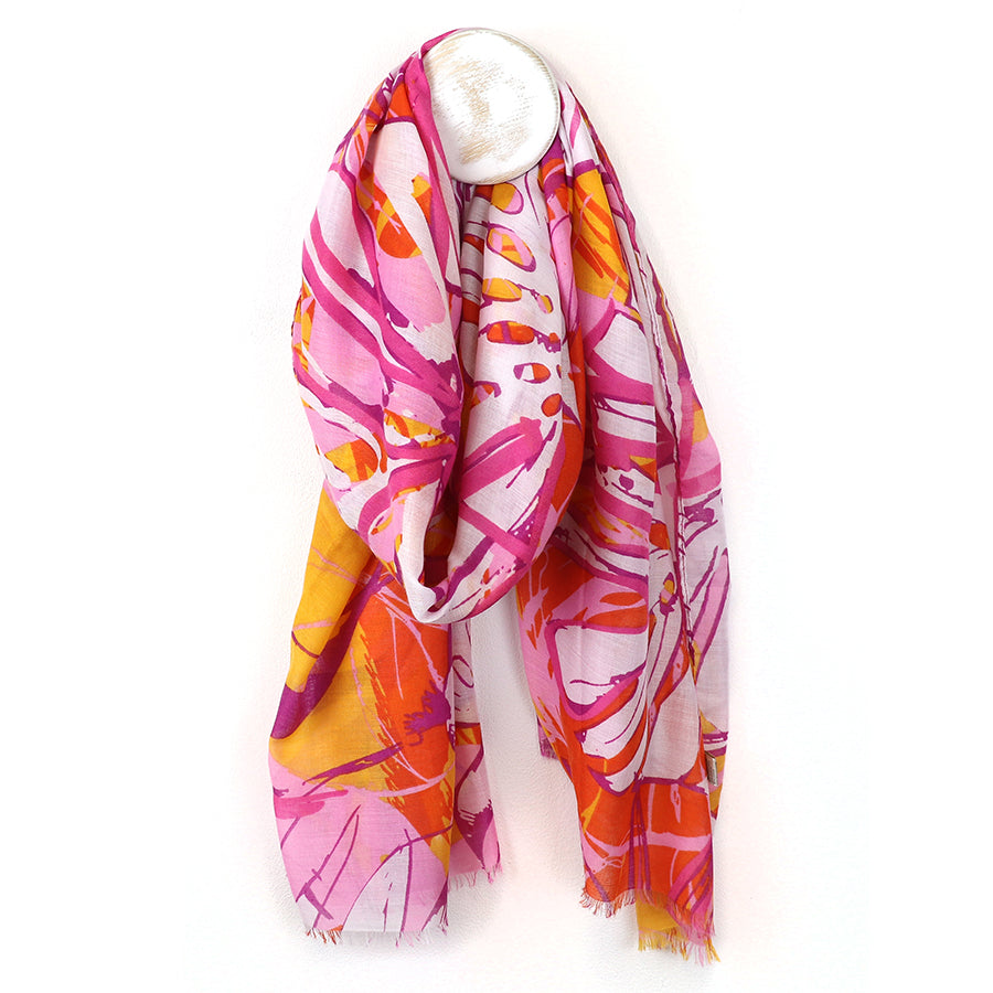 Colorful scarf with abstract pattern on a white background