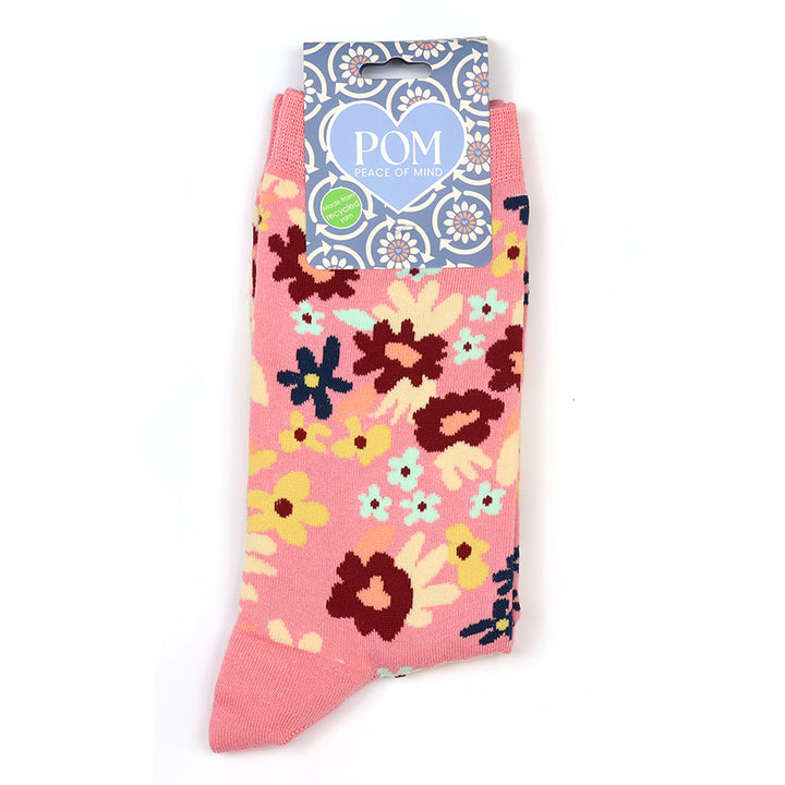 Pom 20262 Coral Mix Bold Floral Ankle Socks