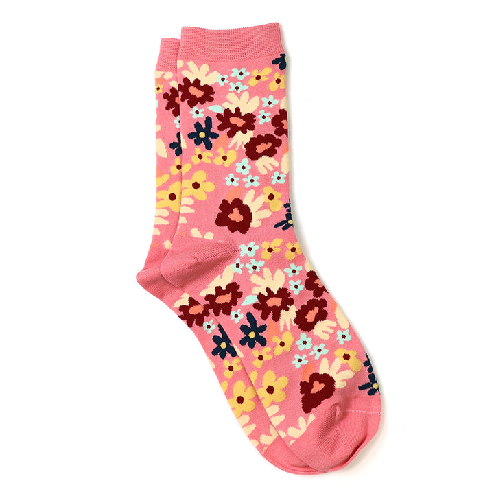 Pom 20262 Coral Mix Bold Floral Ankle Socks