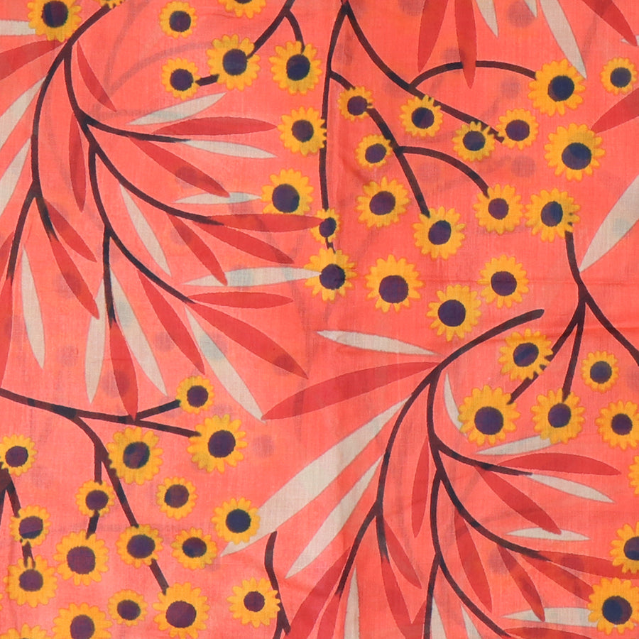 Pom 53132 Red Mix Mini Sunflower Print Cotton Scarf