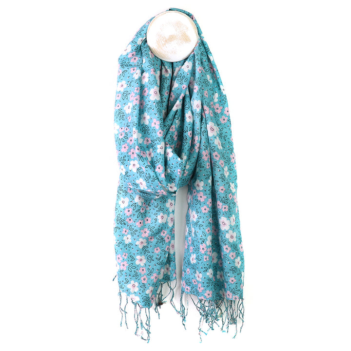 Pom 53163 Turquoise Lilac Floral Print Scarf