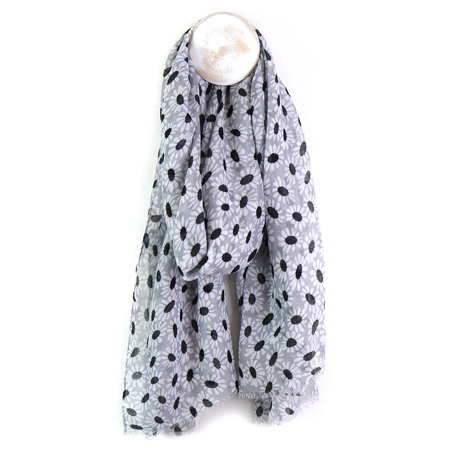 Pom 53177 Grey Mini Daisy Print Scarf
