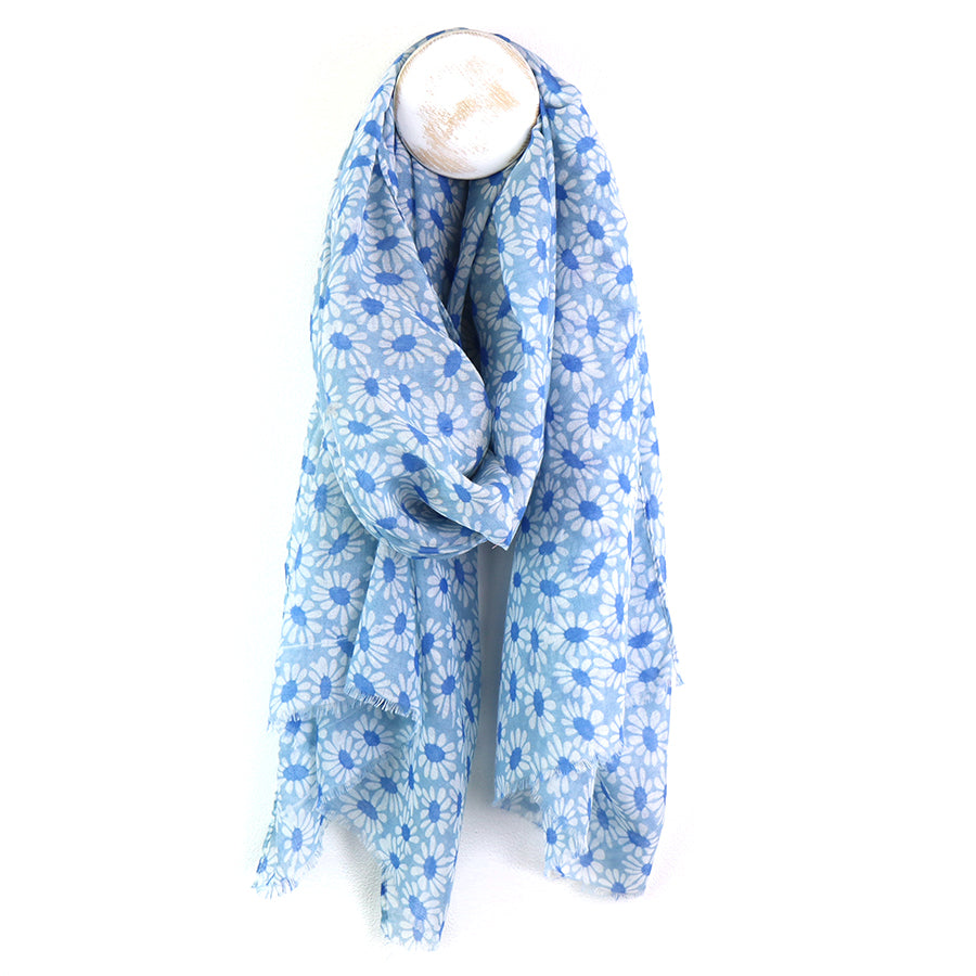 Pom 53178 Blue Mini Daisy Print Scarf