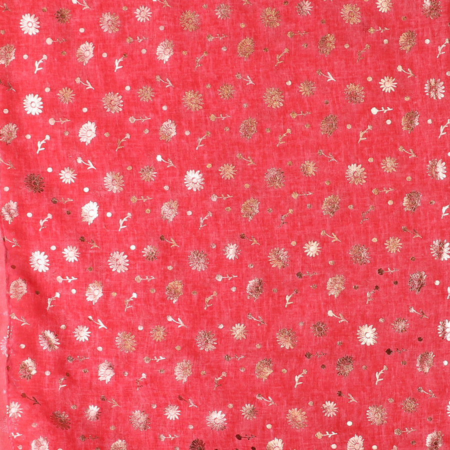 Pom 53189 Coral Recycled Metallic Flower Print Scarf