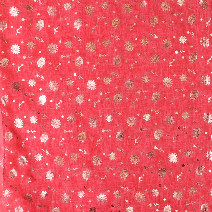 Pom 53189 Coral Recycled Metallic Flower Print Scarf