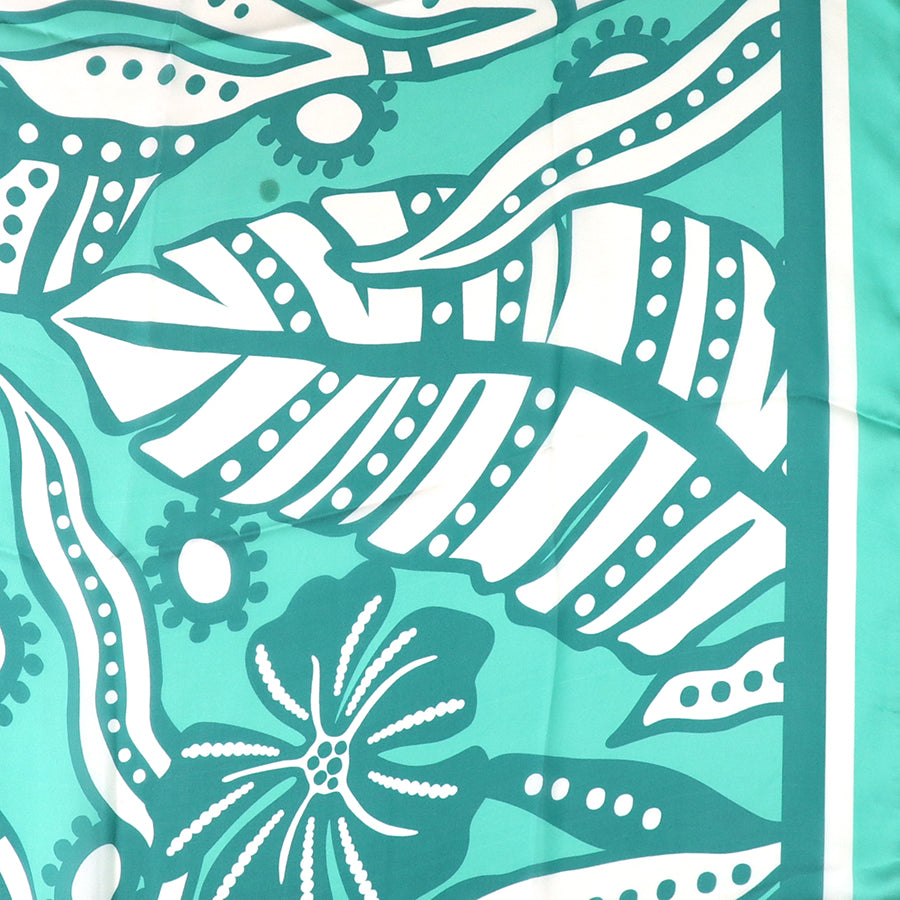 Pom 53209 Aqua Recycled Silky Monstera Print Scarf
