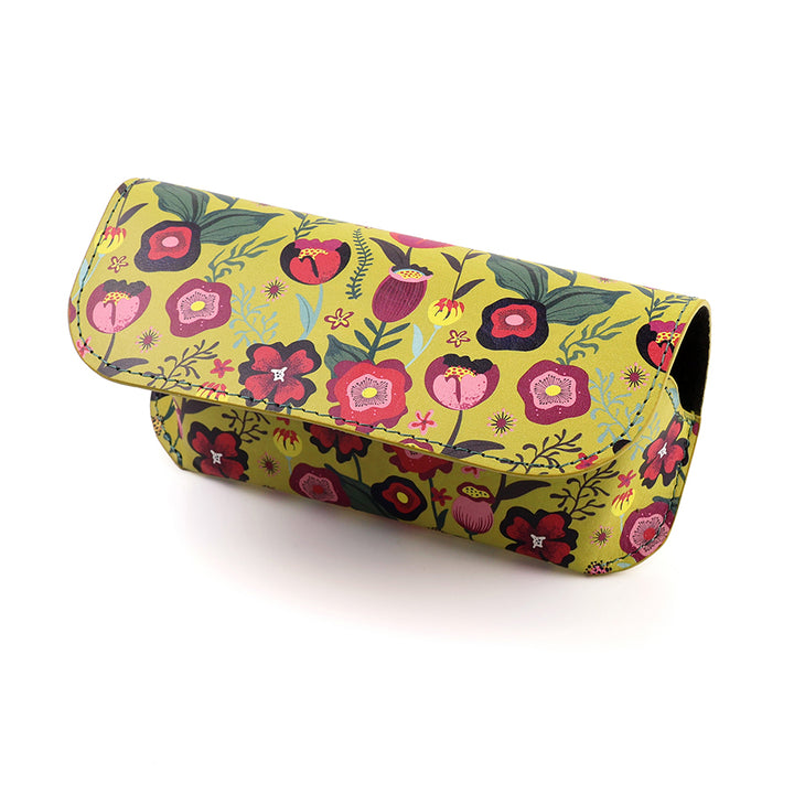 Pom 81872 Yellow Floral Recycled Leather Glasses Case
