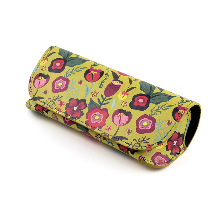 Pom 81872 Yellow Floral Recycled Leather Glasses Case