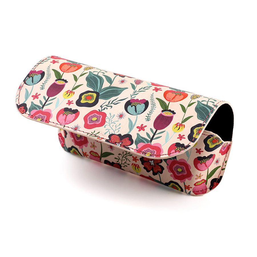 Pom 81880 Pink Floral Recycled Leather Glasses Case