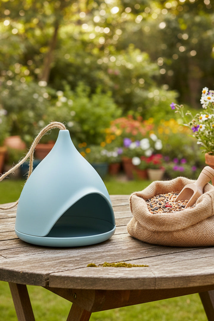 Rex London Blue Bamboo Fibre Contemporary Bird Feeder