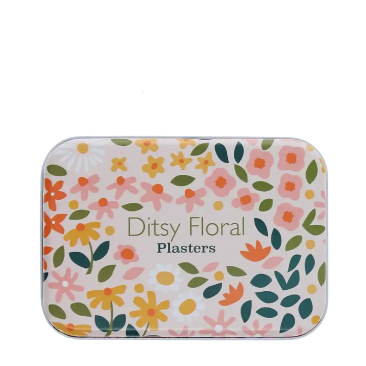 Ditsy Floral plasters shown beside the tin