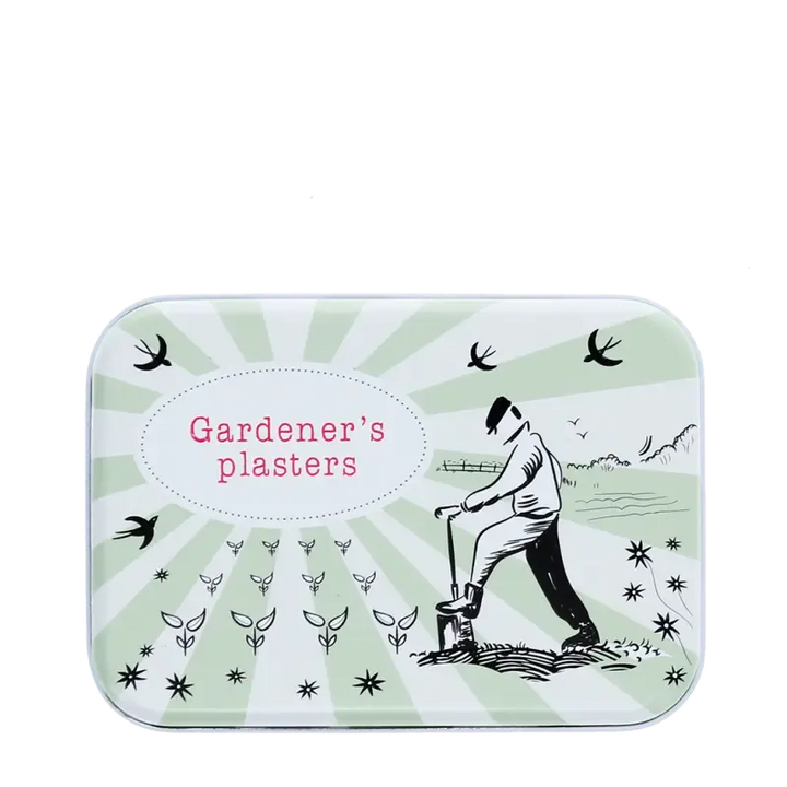 Rustic Fields plasters shown beside the illustrated tin