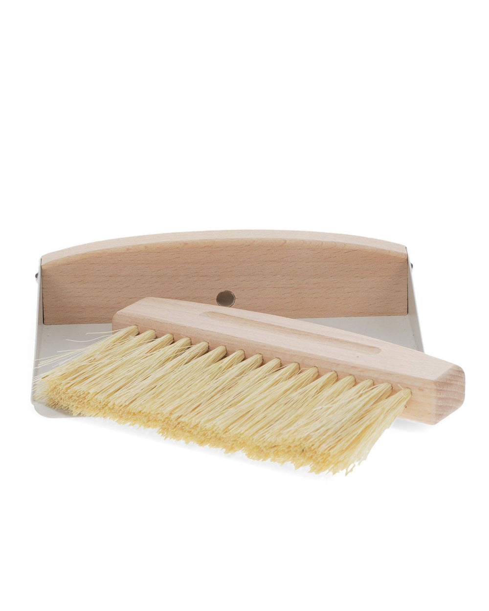 Wooden brush with a white handle on a white background