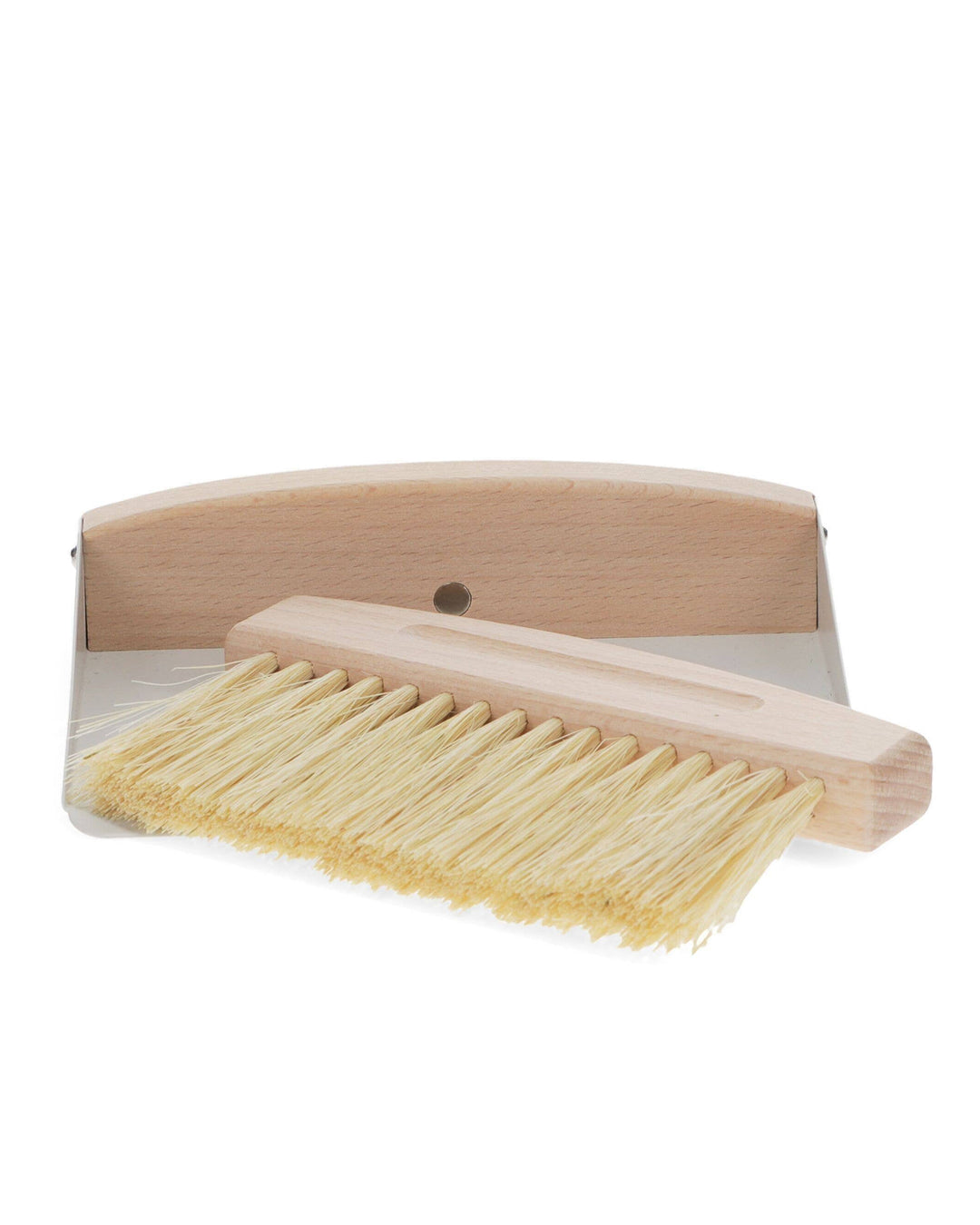 Wooden brush with a white handle on a white background