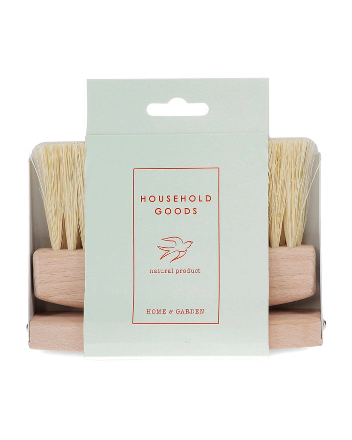Packaged wooden cleaning brushes with 'Household Goods' label on a white background
