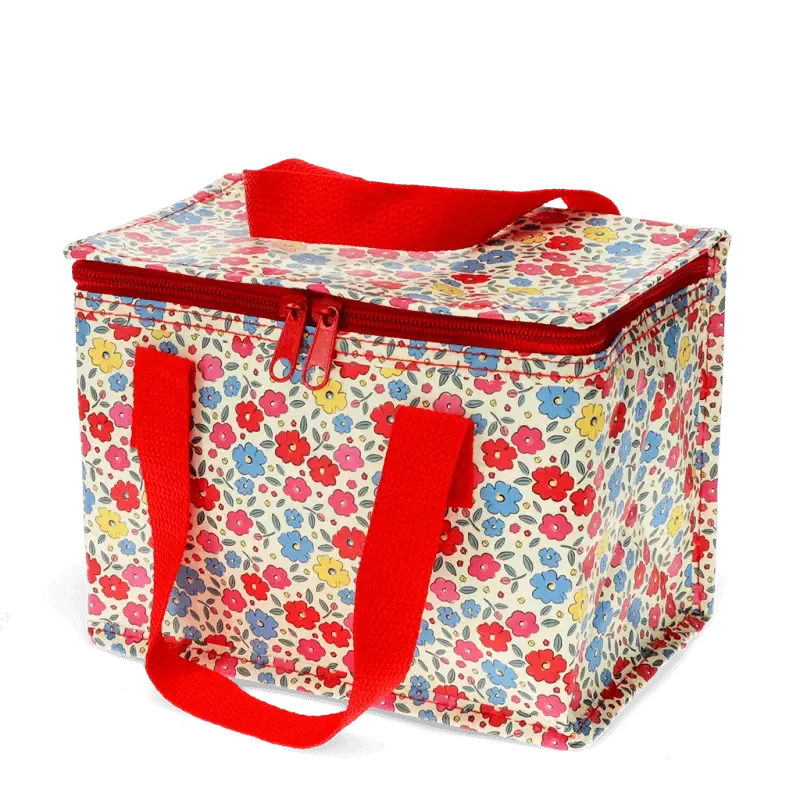 Rex London Tilde insulated lunch bag with bright floral print on a white background