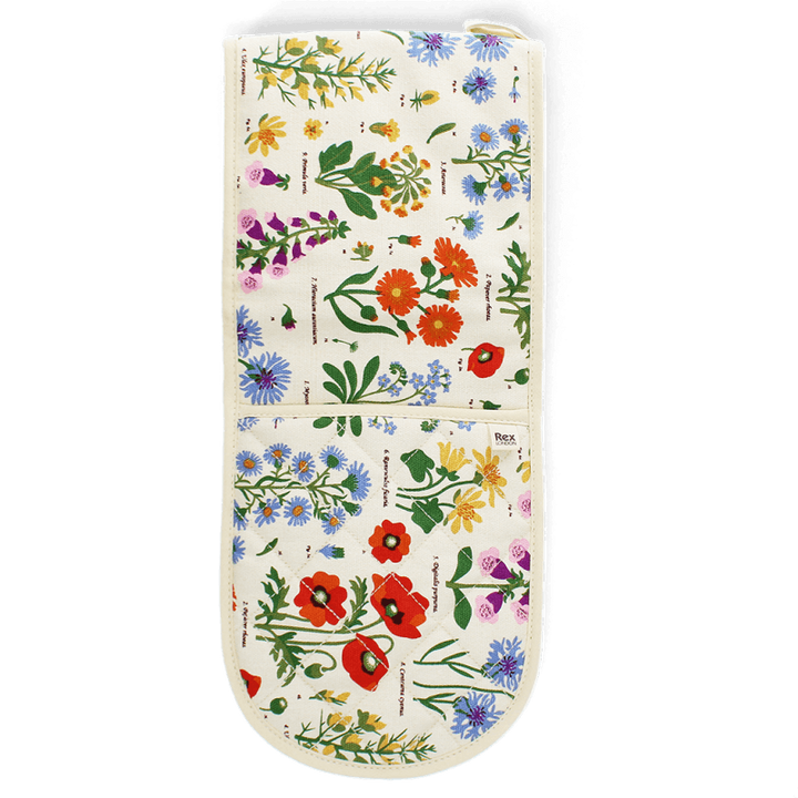 Wild Flowers double oven glove showing both hand pockets