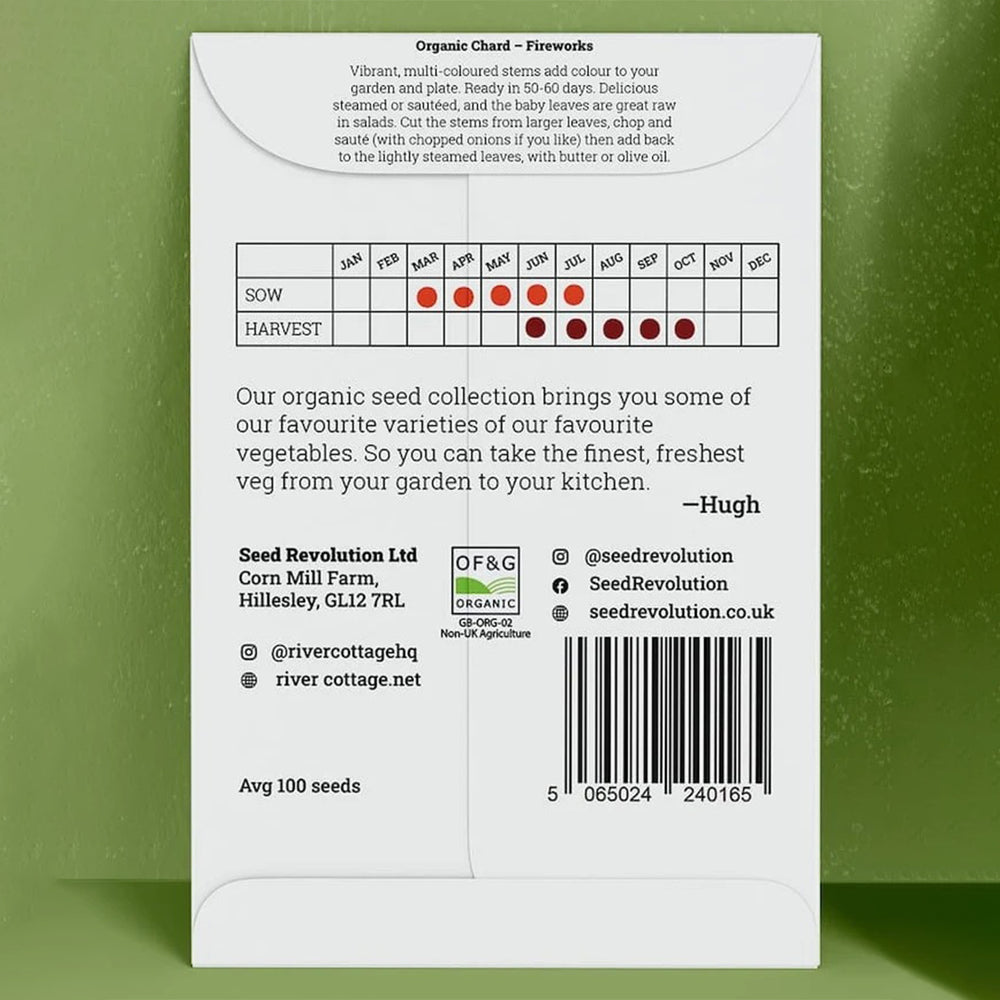 River Cottage Organic Chard Seeds - Fireworks seed packet back