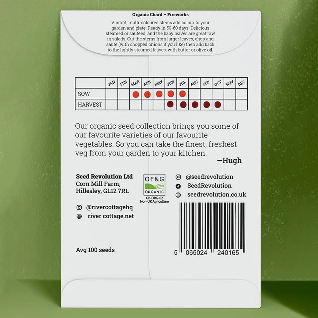 River Cottage Organic Chard Seeds - Fireworks seed packet back