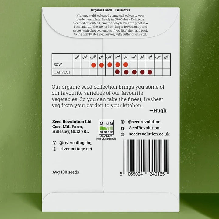 River Cottage Organic Chard Seeds - Fireworks seed packet back