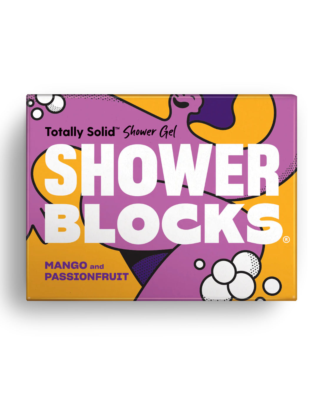 Box of Shower Blocks with Mango and Passionfruit flavor on a white background