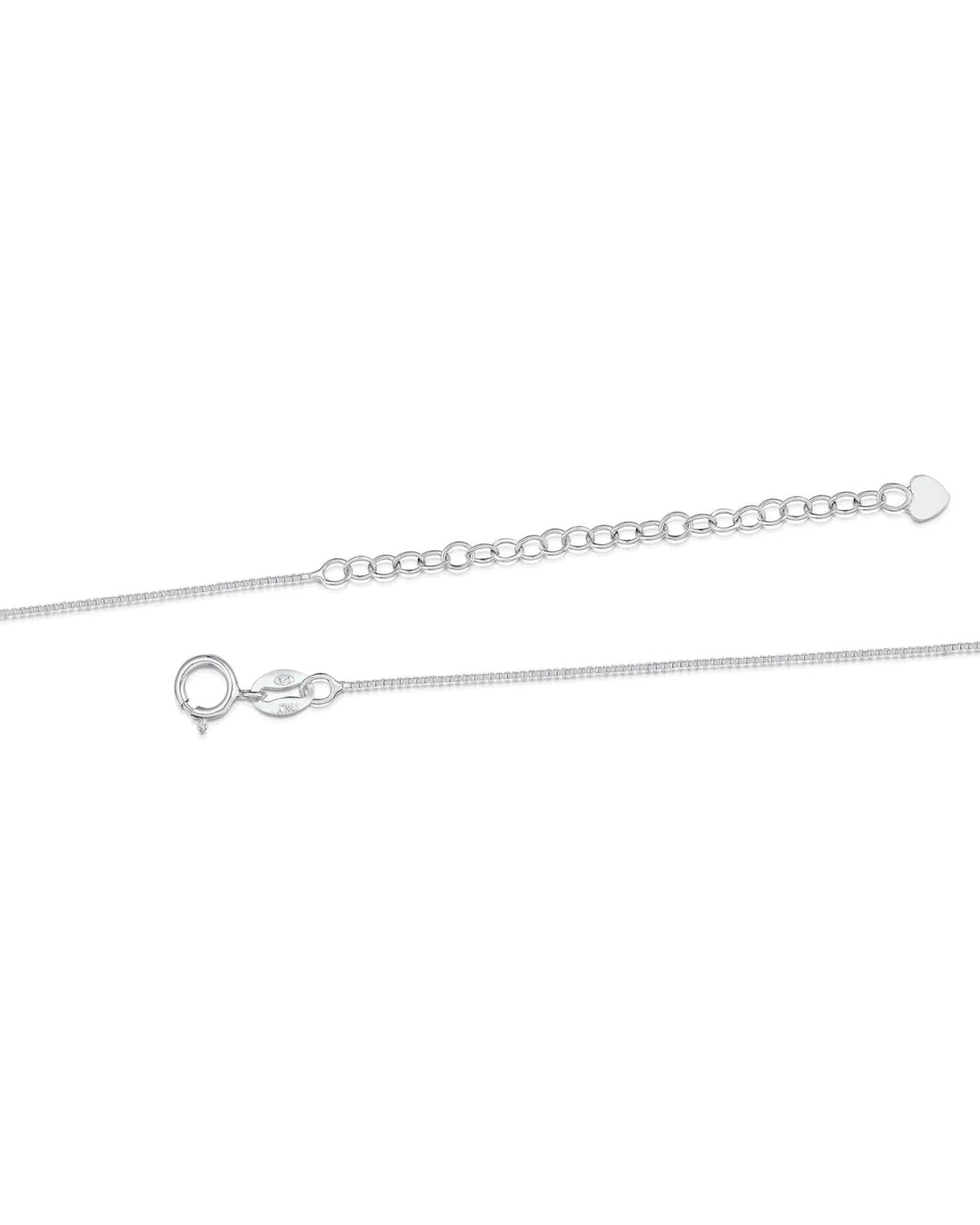 Silver chain necklace on a white background