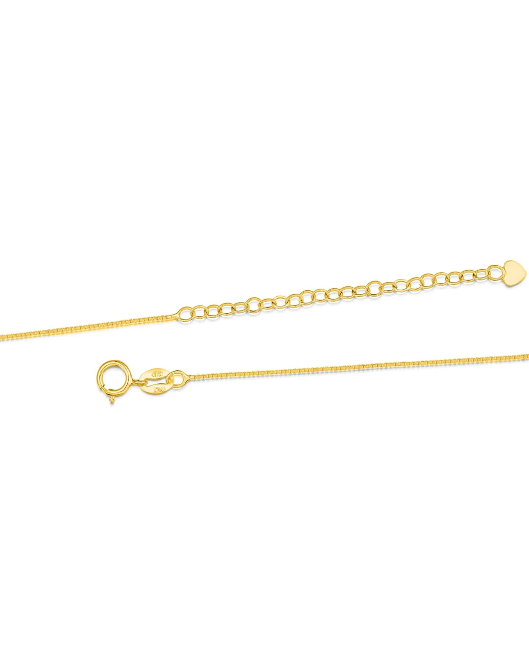 Gold chain necklace on a white background