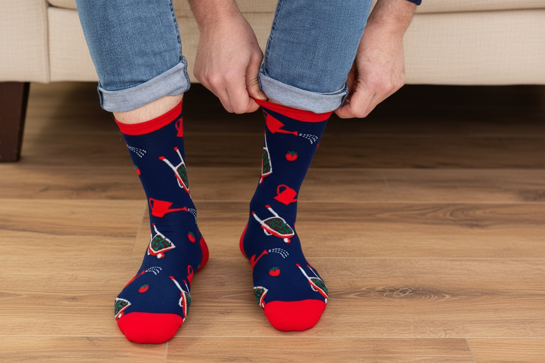 Sock Talk Blue Wheelbarrow Mens Eco-Friendly Bamboo Gardening Socks