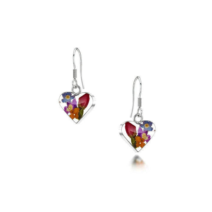 Shrieking Violet® Heart Shaped Miniature Flowers Sterling Silver Earrings