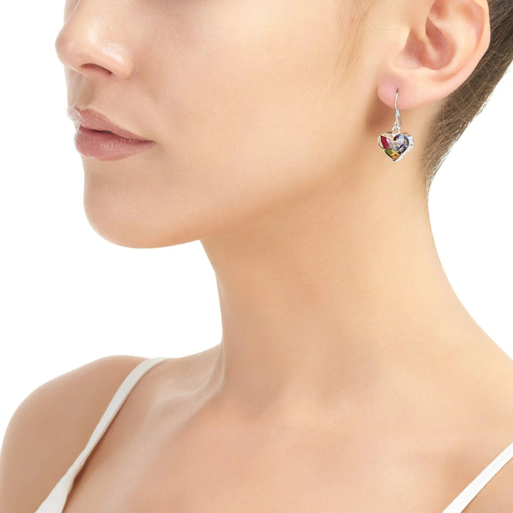 Shrieking Violet® Heart Shaped Miniature Flowers Sterling Silver Earrings