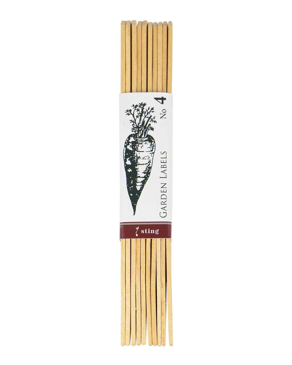 Pack of garden labels with a white label featuring branding on a white background