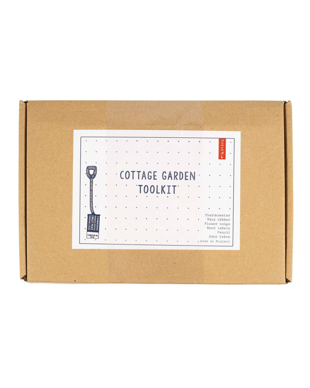 Cottage Garden Toolkit packaging with a label on a white background
