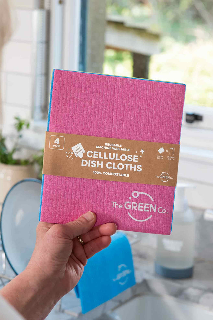 The Green Co Super Absorbent Plastic Free Cellulose Dish Cloths - Pack of 4 Colours