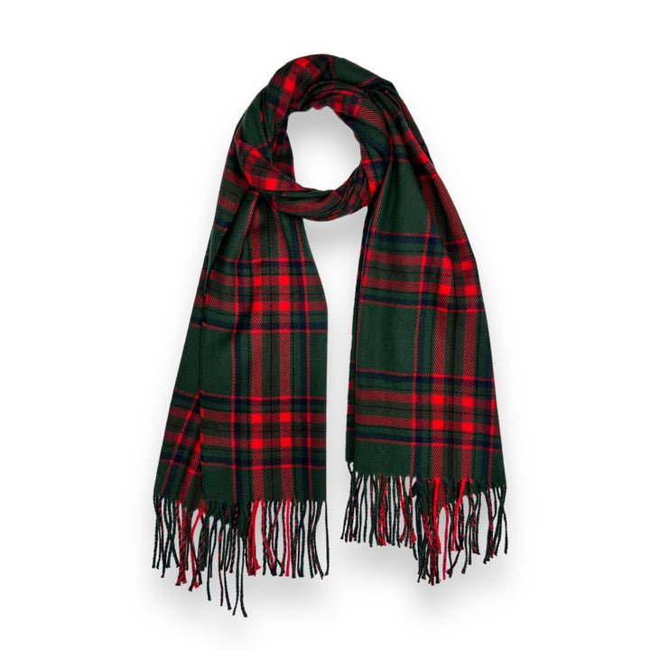 Tartan Winter Tassel Scarf Green NVS18G