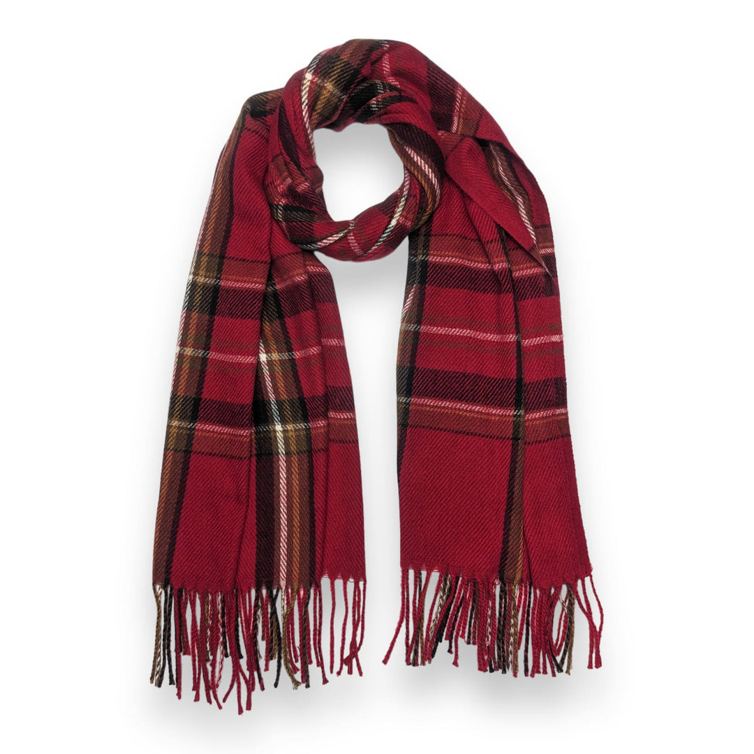 Tartan Winter Tassel Scarf Red